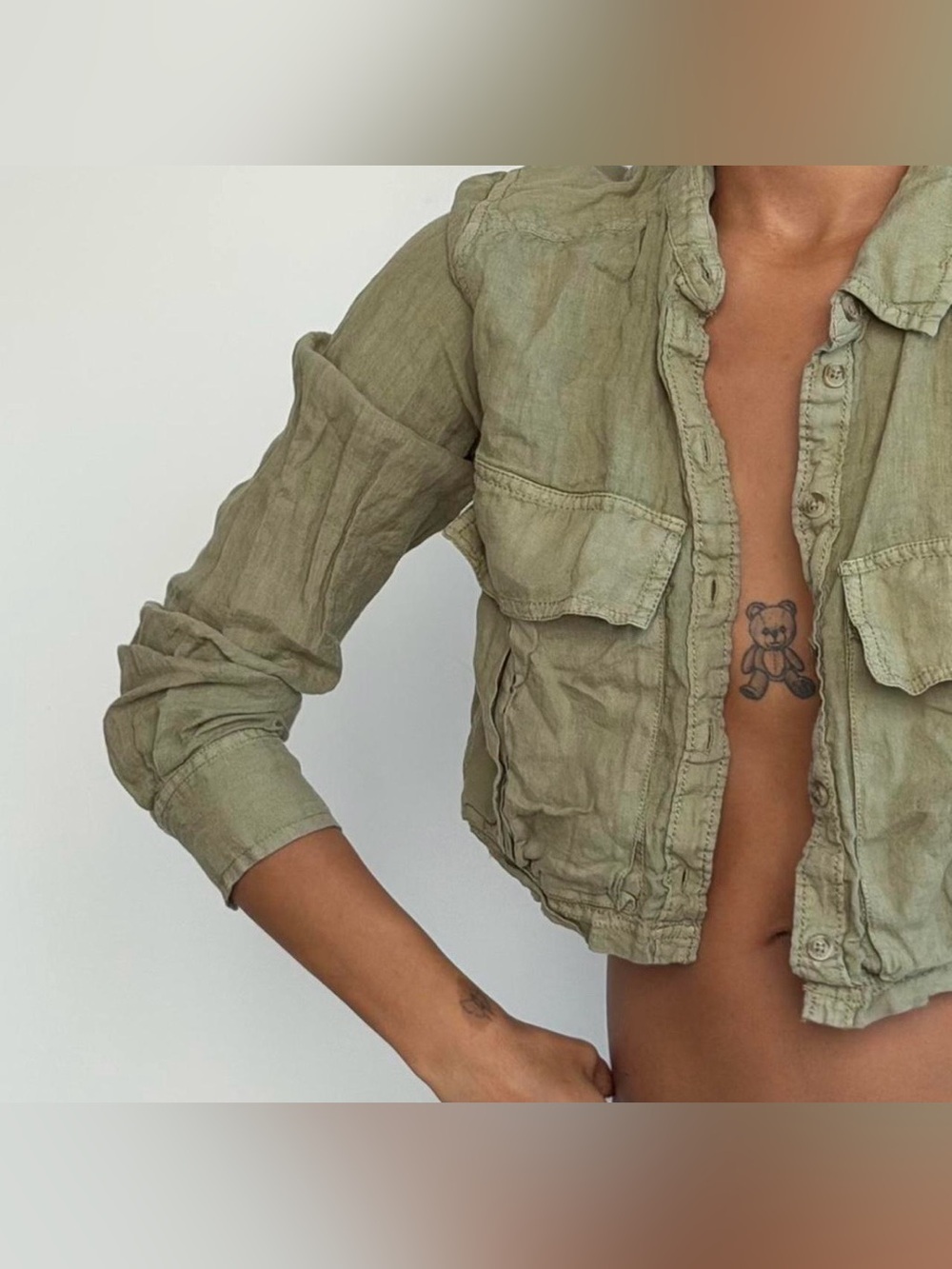Pilcro Olive Cropped Utility Jacket